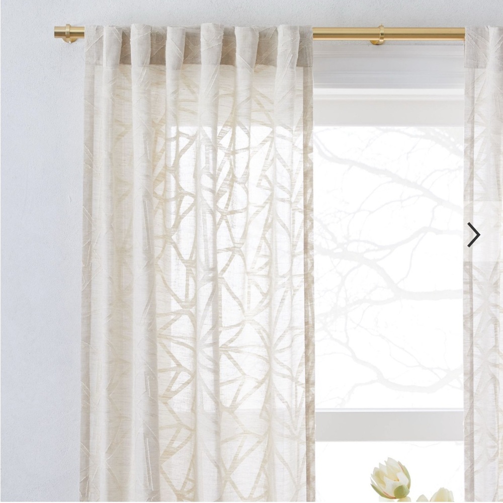 West Elm Sheer Abstract Glass Curtain 48” x 108” New Pole Pocket